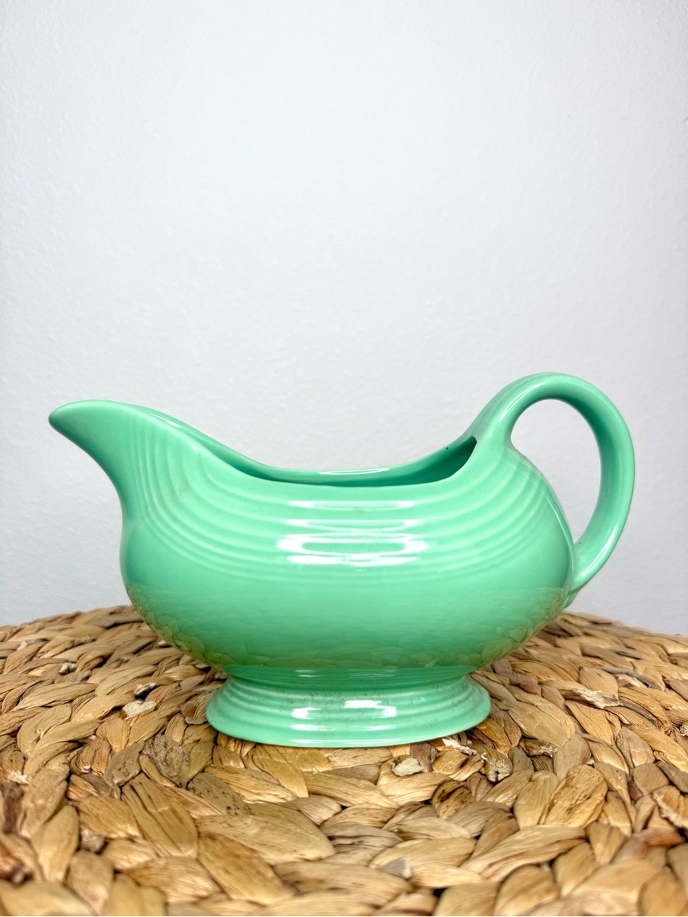 Vintage Fiesta Homer Laughlin Company Gravy Boat Sea Mist Green Made in USA
